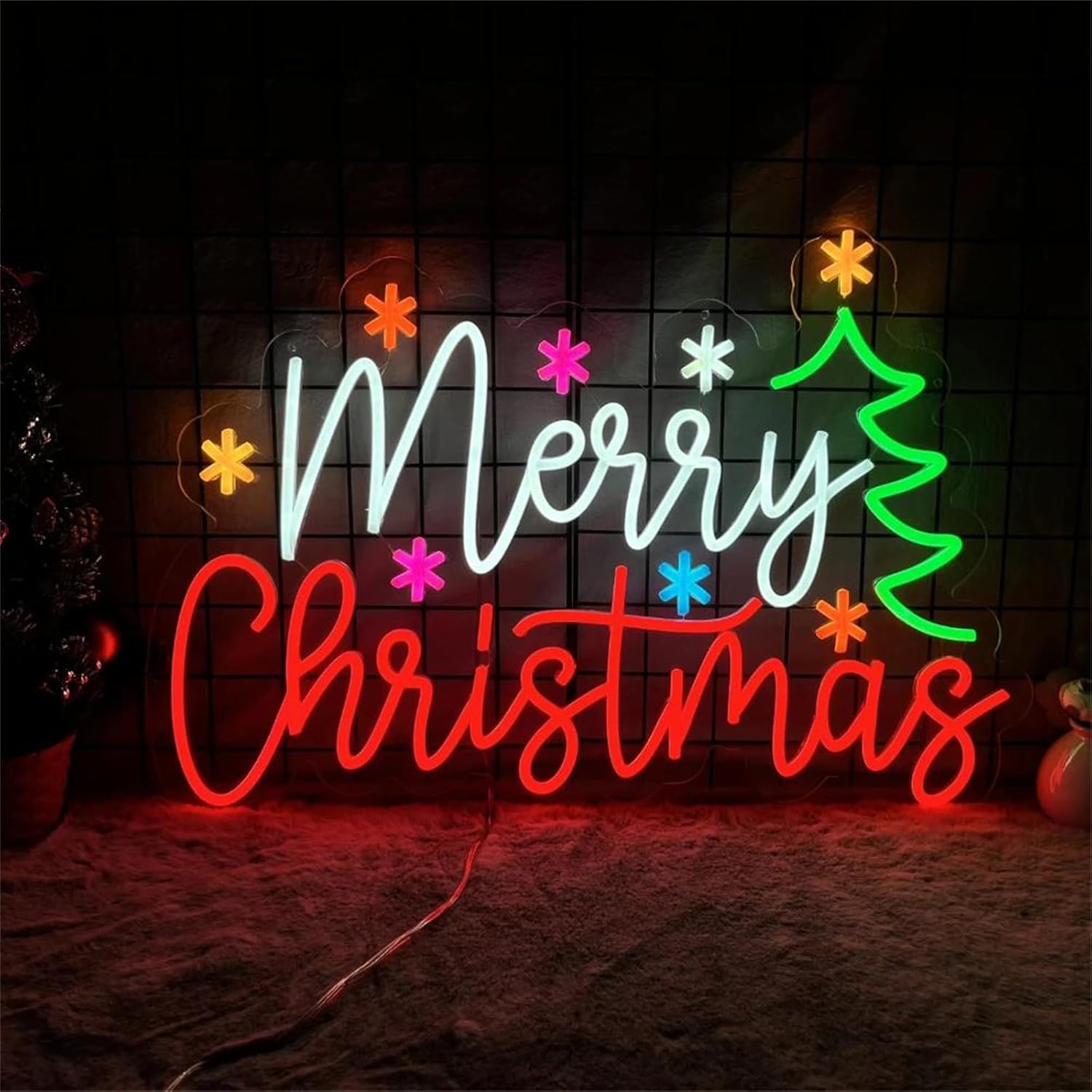 Lighting Home Decor Ideas - Świąteczny neon z kolorowymi gwiazdami i