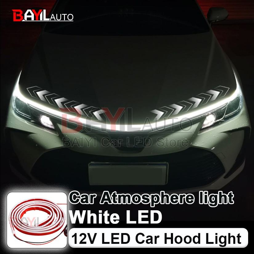 Lighting Bolt Decor - Biała listwa oświetleniowa na maskę samochodu