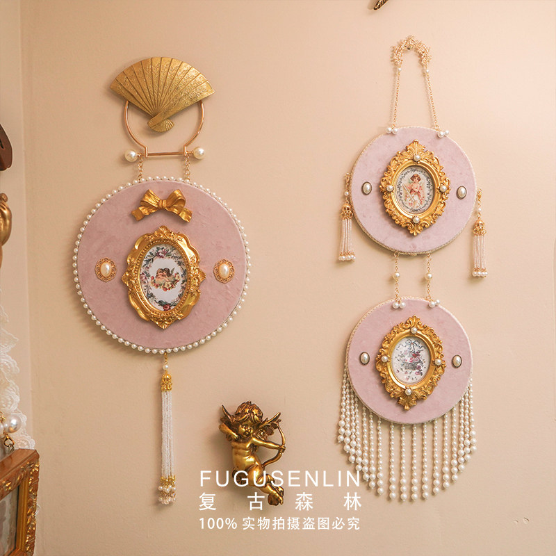 Lighting Decor Photos - Retro europejska różowa aksamitna ramka na