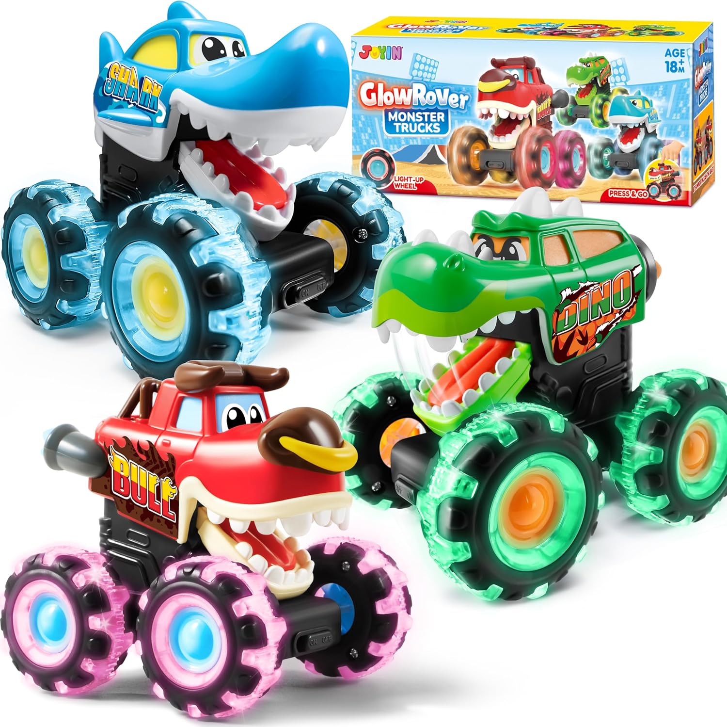 Lighting Christmas Decor - JOYFY 3-pak Samochodzików Monster Truck z