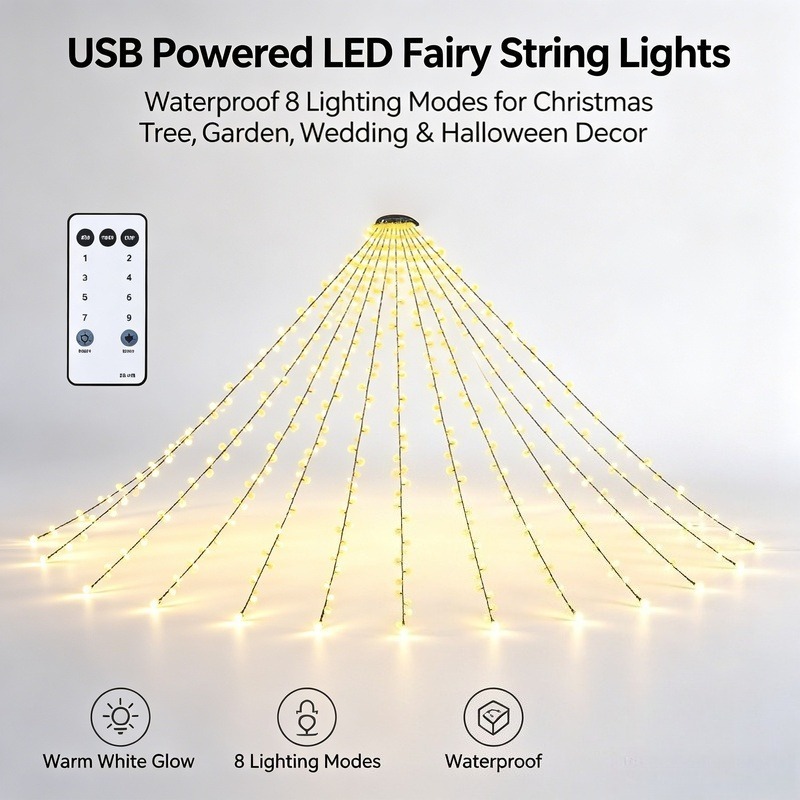 Lighting Christmas Decor - Lampki LED USB, wodoodporne lampki choinkowe