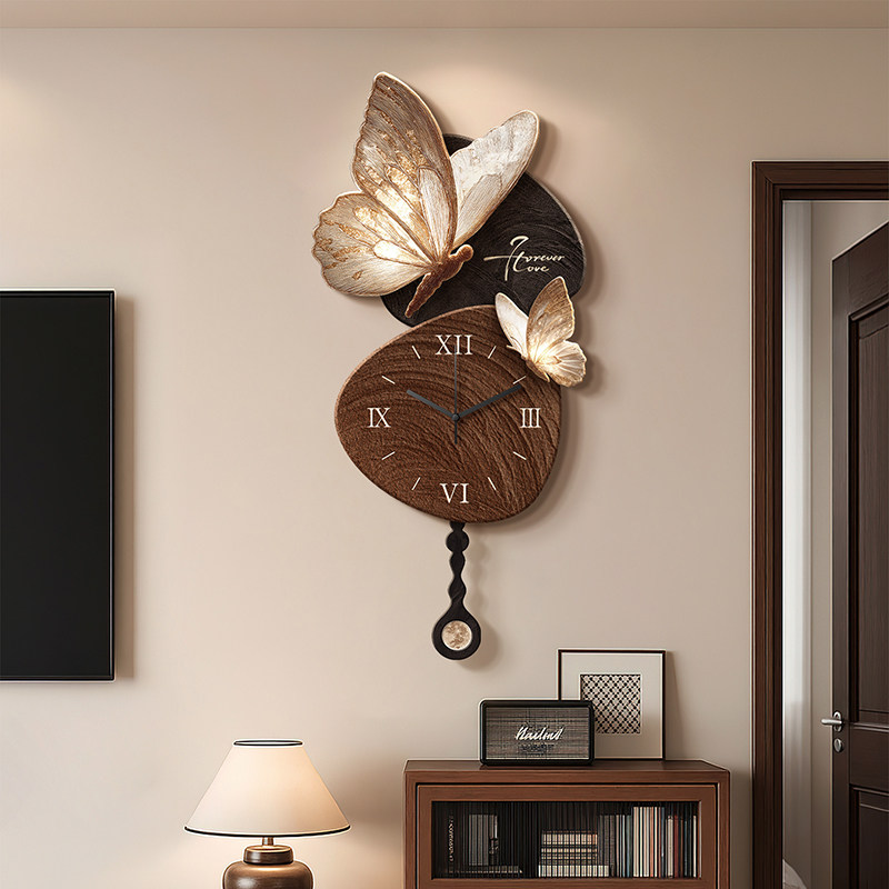 Lighting Home Decor Items - Zegar Ścienny z Podświetleniem Nocnym, Drewniany,
