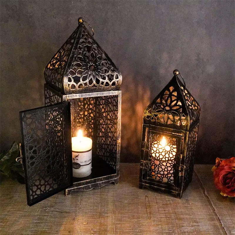 Lighting Home Decor Ideas - Śródziemnomorski Arabski Metalowy Vintage Lampion Wietrzny