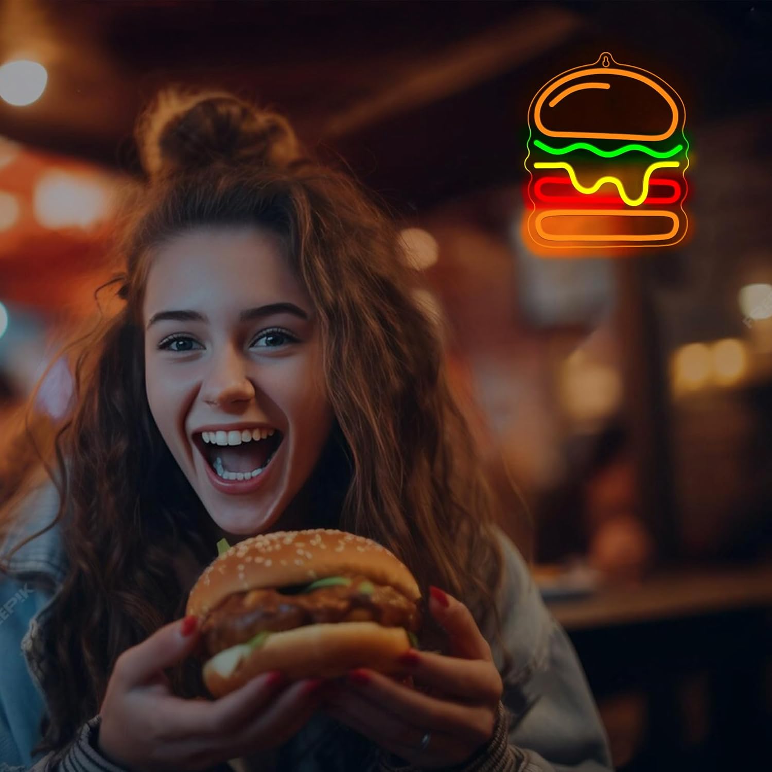 Neon Burger z Warstwowym Serem – Lighting Home Decor Ideas recenzja i cena