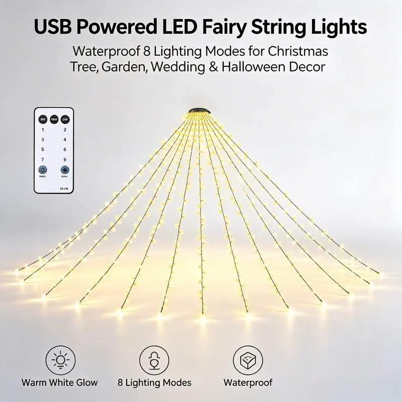 Wodoodporne lampki LED USB, 8  – Lighting Christmas Decor recenzja i cena